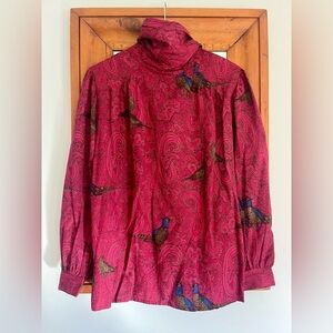 1990s Vintage Bird Print Blouse